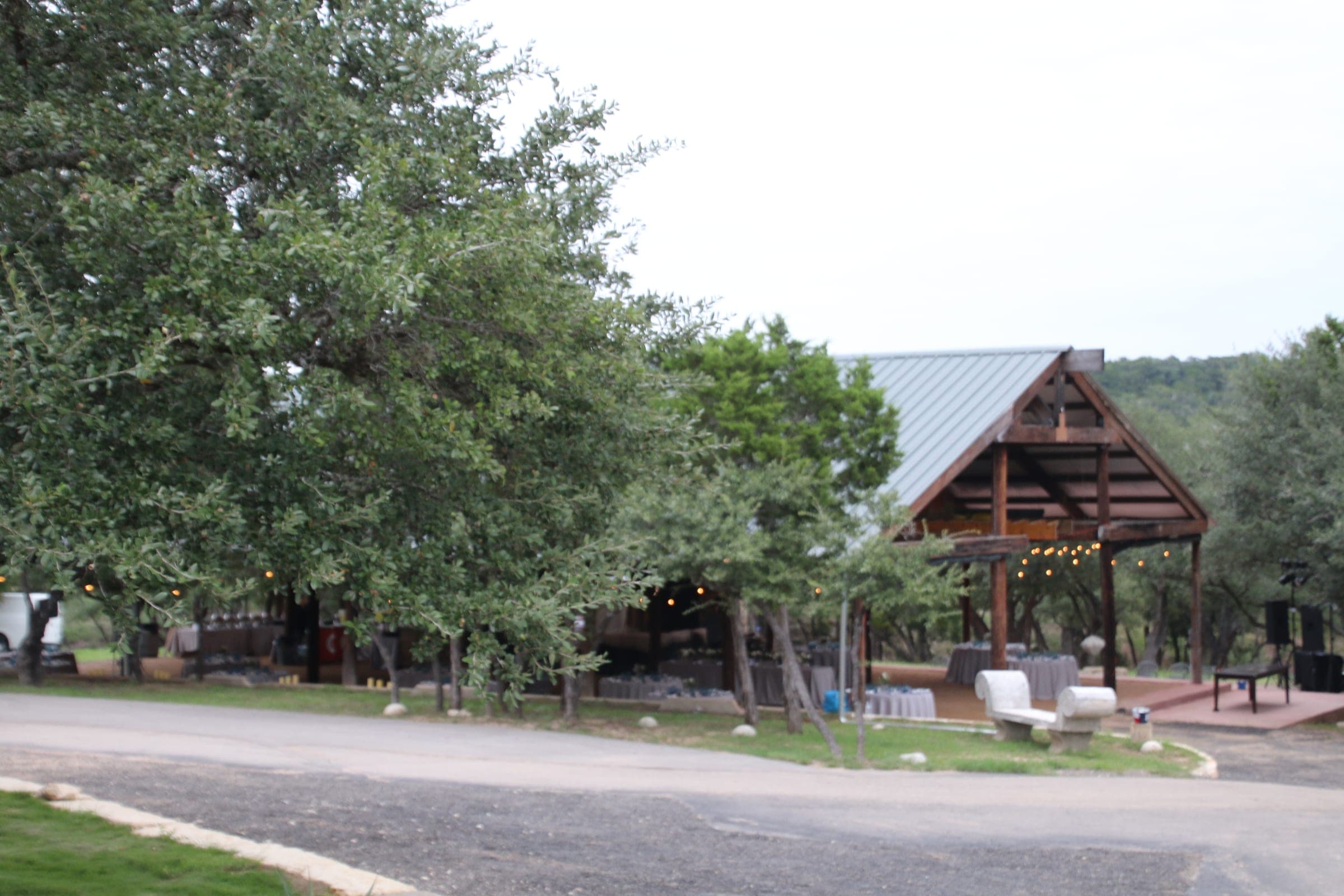Wide view of the venue grounds and pavilion